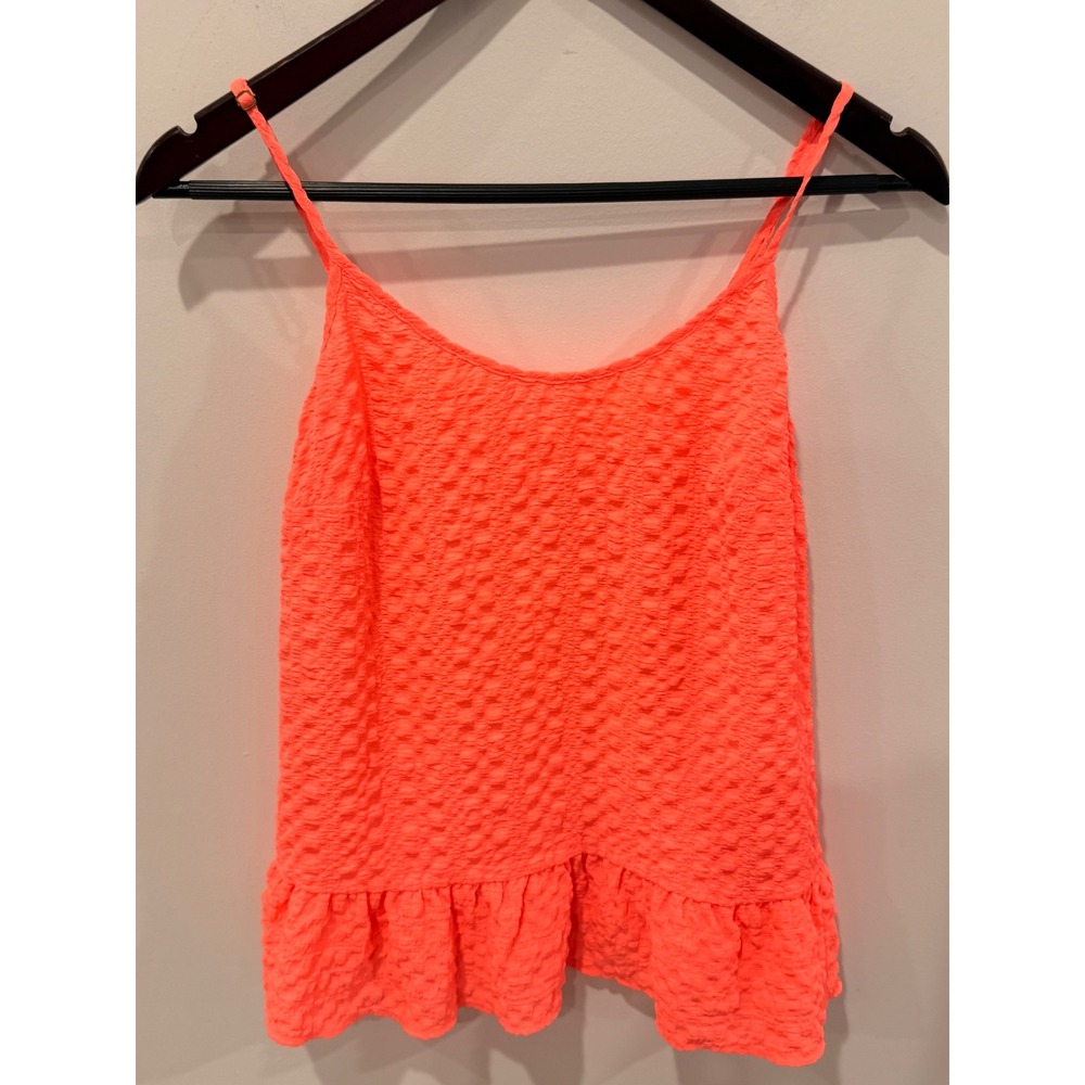 Lilly Pulitzer Neon Coral Pink Textured Peplum Cami Top XS RN88189